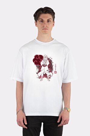 Unisex Beyaz Oversize T-shirt Itachi Uchiha