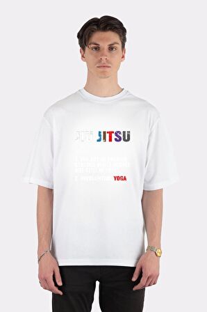 Unisex Beyaz Oversize T-shirt Jiu Jitsu Funny Definition Bjj Or Mma Grappler