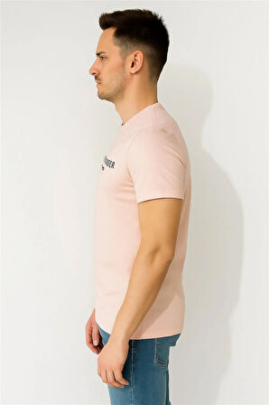 TOMMYHILFIGER EST BASKILI BİSİKLET YAKA PAMUK PENYE TSHİRT PUDRA PEMBE