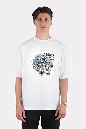 Unisex Beyaz Oversize T-shirt The Mandalorian And Grogu May The Fourth
