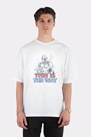 Unisex Beyaz Oversize T-shirt The Mandalorian This Is The Way