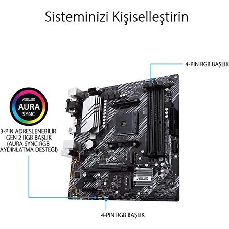 ASUS PRIME B550M-K DDR4 4600MHZ 1XVGA 1XHDMI 1XDVI 2XM.2 USB 3.2 MATX AM4 (AMD AM4 5000/4000 G/3000 SERİSİ İLE UYUMLU)