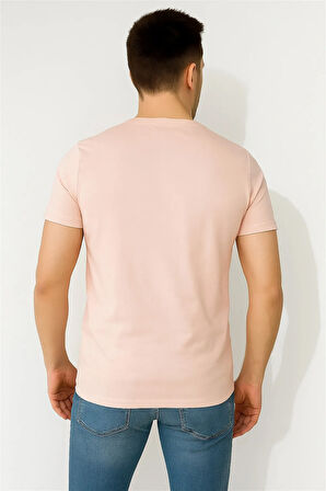 TOMMYHILFIGER EST BASKILI BİSİKLET YAKA PAMUK PENYE TSHİRT PUDRA PEMBE