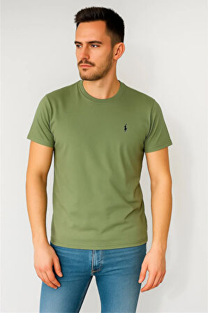 SÜPREME KUMAŞ BİSİKLET YAKA NAKIŞLI TSHİRT FISTIK YEŞİLİ