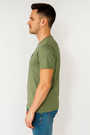 SÜPREME KUMAŞ BİSİKLET YAKA NAKIŞLI TSHİRT FISTIK YEŞİLİ