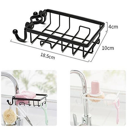 BUFFER® Paslanmaz Çelik Mutfak Banyo Musluğuna Sabitlenebilir Sabunluk