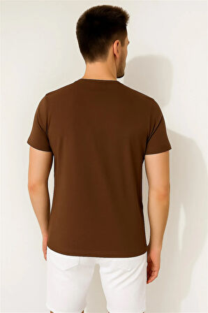 TOMMYHILFIGER EST BASKILI BİSİKLET YAKA PAMUK PENYE TSHİRT KAHVERENGİ