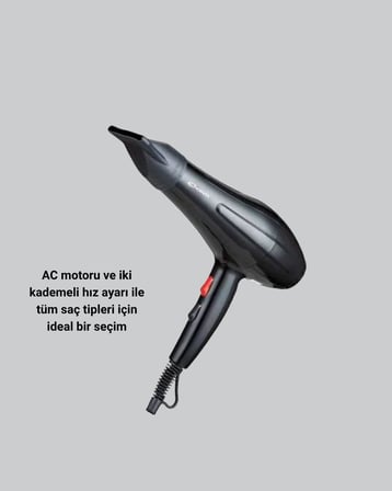 Profesyonel 2200W Fön Makinesi – AC Motorlu Hızlı Kurutma Hafif Tasarım