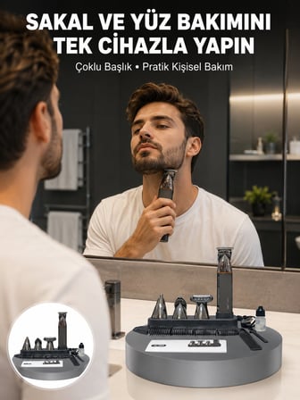 Çok Fonksiyonlu 9’u 1 Arada Tıraş Makinesi Şarjlı Saç Sakal Düzeltici Yeni 