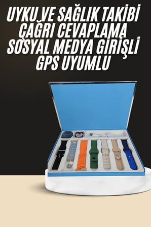 7 Kordonlu Unisex Akıllı Saat Çoklu Kordon Seçeneği Amoled Ekran