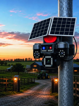 Güneş Enerjili 4 Lensli Dış Mekan Güvenlik Kamerası IP66 Su Geçirmez