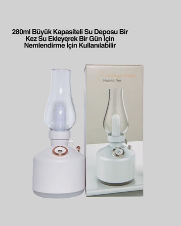 Kablosuz Retro Buhar Makinesi Gaz Lambası Tasarım Ledli Difüzör