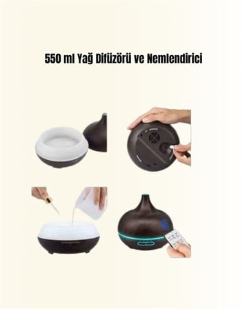 7 Renk Işıklı Ultrasonik Hava Difüzörü – Sessiz ve Güvenli Kullanım Yeni N