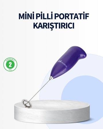 Mini Pilli Portatif Karıştırıcı – Cappuccino Latte Frappe ve Kahve Köpürtü