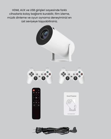 Taşınabilir Projeksiyon Cihazı 4K Destekli Wi-Fi Kablosuz Ekran Yansıtma