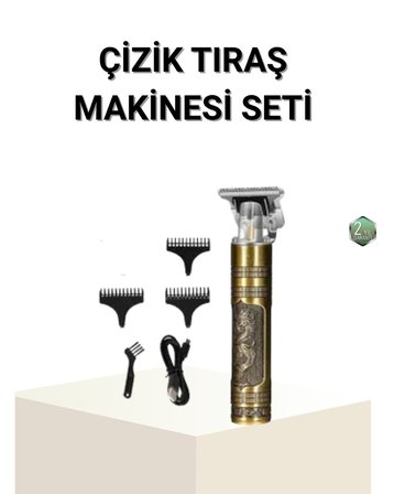 T Bıçaklı Profesyonel Çizik Tıraş Makinesi Seti – 120 Dakika Kullanım Şarj