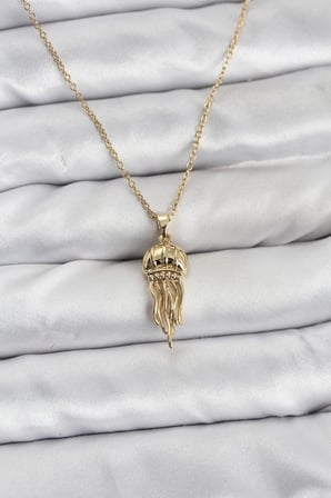 316L Çelik Zincir Gold Renk Deniz Anası Model Zirkon Taşlı Kadın Kolye 5886
