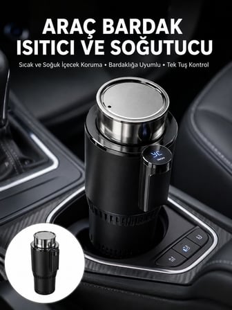 Isıtma Soğutma Özellikli Araç Bardaklığı Çakmak Girişli Akıllı Yeni Nesil