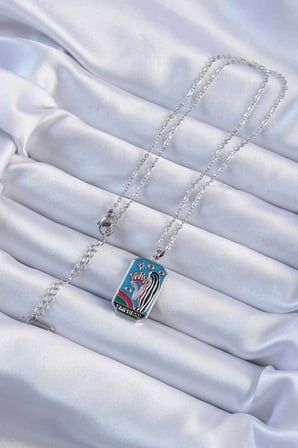 316L Çelik Zincir Gümüş Renk Taç ve Kız Figürlü Renkli Mineli Tarot Kolye 58