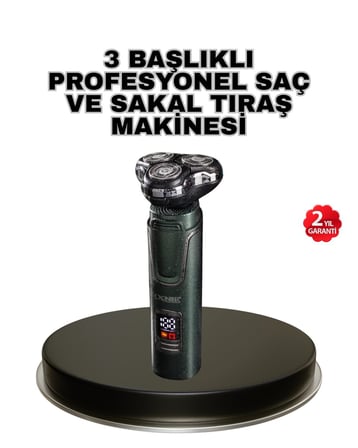 Kablosuz Profesyonel Erkek Bakım Seti – 3 Başlıklı 3D Akıllı Kesim Taşınab