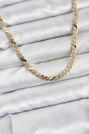 Pirinç Gold Renk Yassı Zincir Kadın Kolye 5886