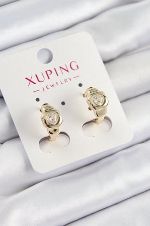 Xuping Zirkon Taşlı Kalp Model Gold Renk Kadın Küpe 5886