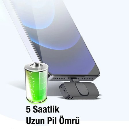 Ally K8 Lightning iPhone Tak Konuş Wireless Kablosuz Mini Yaka Mikrofonu Canlı Yay