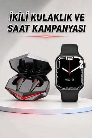 İkili Set Dev Kampanya Ucuz Kulaklık Ucuz Akıllı Saat Gürültü Önleyici Uzun 