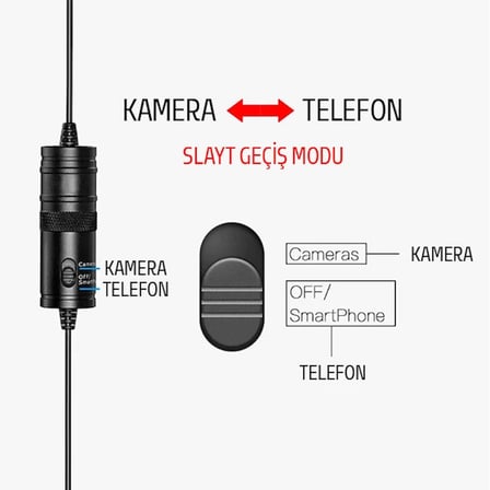 ALLY 3.5MM Universal Lavalier Kablolu Yaka Mikrofonu 6 Metre-(5775)
