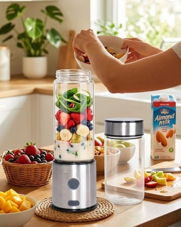 Taşınabilir Cam Blender 450 ml 350 ml Çift Hazneli Smoothie Blender