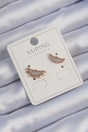 Xuping Rose Renk Zirkon Taşlı Ay ve Güneş Tasarımlı Küpe 5886