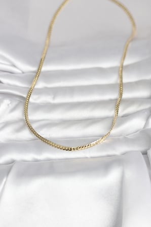 CM 14K Gold Renk Yassı Zincir Model 45 cm Kadın Kolye 5886