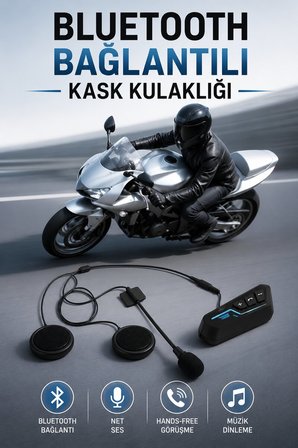Kask Kulaklığı Motosiklet Intercom Interkom Dinleme Konuşma Özellikli Su Geçir