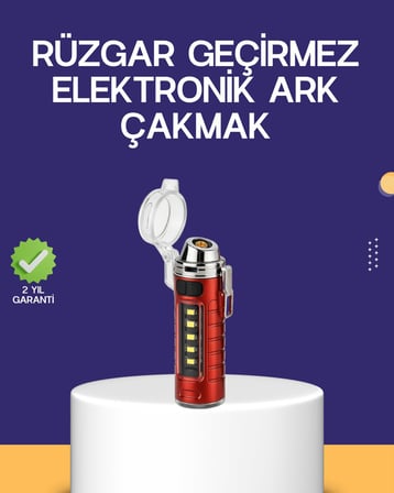 Usb Şarjlı Rüzgar Geçirmez Elektrikli Çakmak El Fenerli