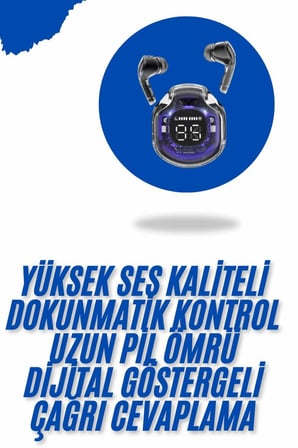 Kablosuz Dijital Göstergeli Powerbanklı IOS ve Android Uyumlu Gaming Kulaklık