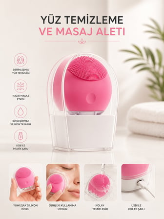 Yüz Temizleme Ve Masaj Aleti Tüm Cilt Tipleri İçin Uygun Kan Dolaşımını Art?