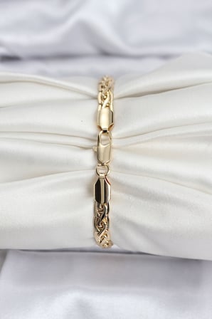 14K Gold Renk Kaplama Lazer Zincir Model CM Kadın Bileklik 5886