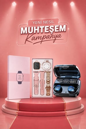 Aksesuar Hediyeli Akıllı Saat ve Dijital Göstergeli Powerbankli Bluetooth Kulakl?