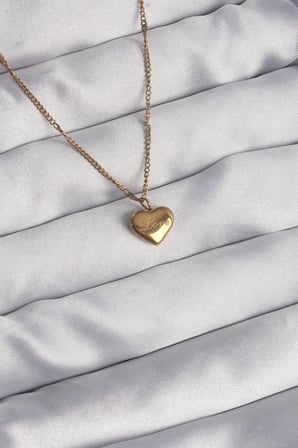 316L Çelik Gold Renk Kalp Model Love Kolye 5886
