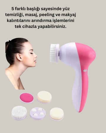 Derin Temizleme ve Masaj İçin 5 Başlıklı Yüz Cilt Bakım Aleti