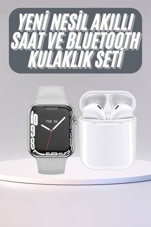 Akıllı Saat Kulaklık Hediyeli Uyku ve Sağlık Takibi Yapabilen Uzun Ömürlü