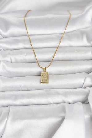 316L Çelik Zincir Gold Renk Külçe Altın Model Kadın Kolye 5886