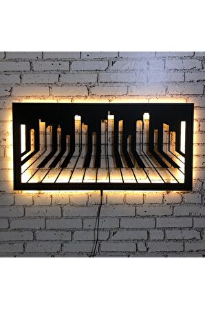 Pıano 35 X 70 Led Işıklı Tablo - Ahşap Duvar Dekorasyonu