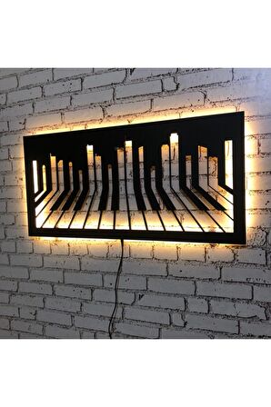 Pıano 35 X 70 Led Işıklı Tablo - Ahşap Duvar Dekorasyonu