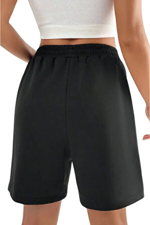 Siyah Gri 2'li Düz Renk Kadın Regular Şort Lilo Stitch Kuromi Hellokitty