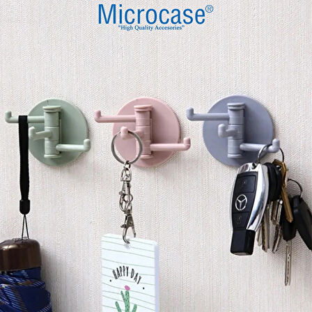 Microcase Plastik  Yapışkanlı Döndürülebilir Banyo Mutfak Eşya Havlu Vb Anahtarlık Askılığı - SU YEŞİLİ AL4470