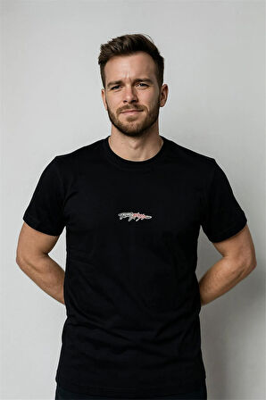 BİSİKLET YAKA BASKILI TSHİRT SİYAH TOMMY