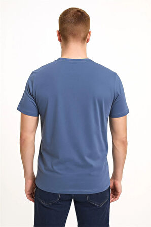 BİSİKLET YAKA NAKIŞLI TSHİRT KOYU MAVİ TOMMY