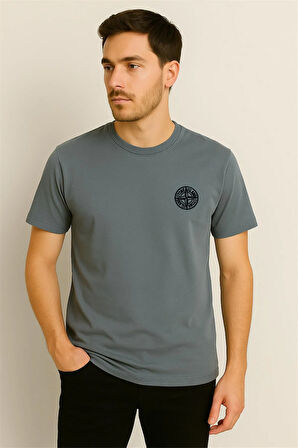 PAMUK PENYE BİSİKLET YAKA T-SHİRT KOYU YEŞİL STONE ISLAND