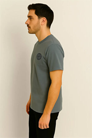 PAMUK PENYE BİSİKLET YAKA T-SHİRT KOYU YEŞİL STONE ISLAND